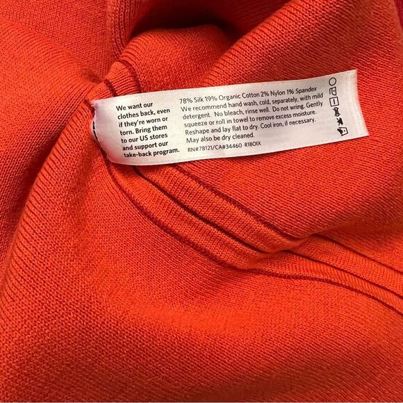 Eileen Fisher Large Red Orange Silk Blend Thick Knit Round Neck Boxy Sweater Top - Picture 10 of 10